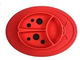 Silicone Mini Placemat - Baby Plate - Toddler Feeding Mat - by Hot1cE - Strong Suction Base - Portable - BPA Free - 100% Food Grade Silicone - Fits most highchairs, Microwave and Dishwasher safe (RED)