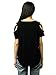 PAAZA Womens Criss Cross Casual Loose Cold Shoulder Tops and Blouses Basic T Shirts (Black, S)