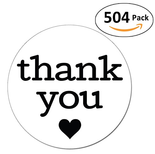 Pack of 504 1 Inch Round Thank You Sticker Labels with Black Hearts