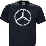 Mercedes Benz Chrome Logo on a Black T Shirt 2X 