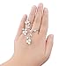 dnswez Leaf Shape CZ Cubic Zirconia Cluster 2 Finger Ring Adjustable Size for Women Girl