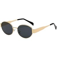 Retro Oval Sunglasses for Women Men - Trendy Gold Sun Glasses - Fashion Metal Amazon.com: DIMENSIP Retro Oval Sunglasses for Women Men  main image 2