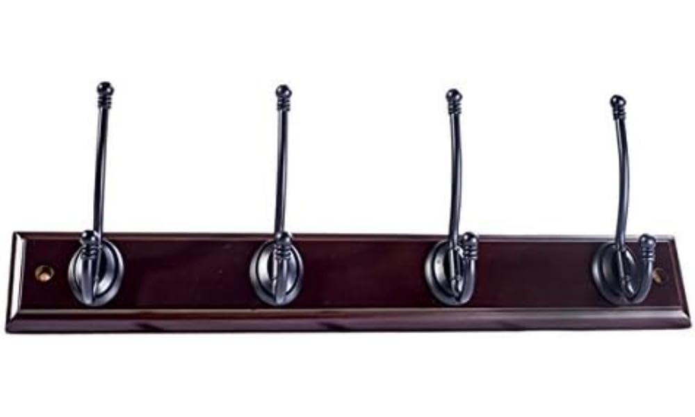 Merriway BH04662 Ball End Hat & Coat Hooks x 4 Black on Antique Wood
