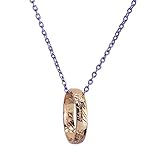 Lureme Etched Gold Tone Ring Pendant Silver Tone Chain Necklace for Men and Women 01000885-2*