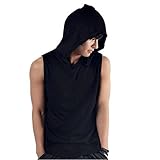 Mens Sleeveless Pure color Hoodie T-Shirt Hooded Tank Top Cotton Hoodies