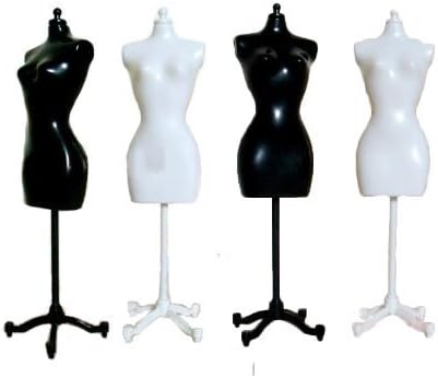Doll Torso 22cm 4 body (Black White each two-body) hanger four with AmanoSong original 8-piece set (A419) miniature doll clothes costume clothing toy exhibition display Interior