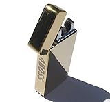 4BOSS GOLD PREMIUM USB Rechargeable Side Electronic lighter Windproof, flameless, no gas and fluid required, energy-saving side button double arc lighter. (Gold)
