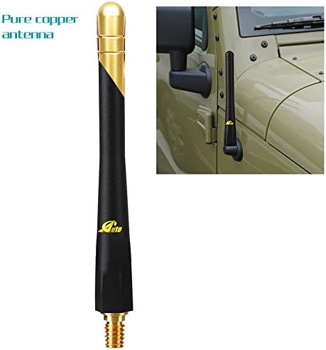 Auto Safety 5.5'' Real Pure Copper Short Antenna for Fits Jeep Wrangler Antenna 2007-2018