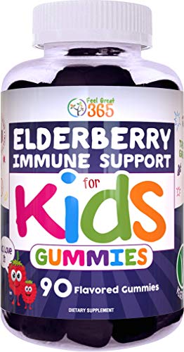 Elderberry Gummies for Kids by Feel Great 365 (90 Servings) with Immune Support* | Gluten Free Plant & Pectin Based Formula | Immunity Support with Vitamin C and Zinc | Sambucus Nigra Supplement Elderberry Gummies for Kids by Feel Great 365 (90 Servings) with Immune Support* | Gluten Free Plant & Pectin Based Formula | Immunity Support with Vitamin C and Zinc | Sambucus Nigra Supplement