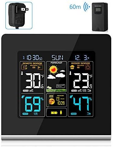AEVOBAS Wireless Weather Station, Weather Monitoring Clocks, Digital Hygrometer Indoor Outdoor Thermometer, Weather Forecast Station with HD Display Screen, Temperature Humidity Gauge with Sensor