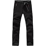 Mens Softshell Pants Waterproof Windproof Hiking Outdoor Soft Shell Trousers 1607 Black Large