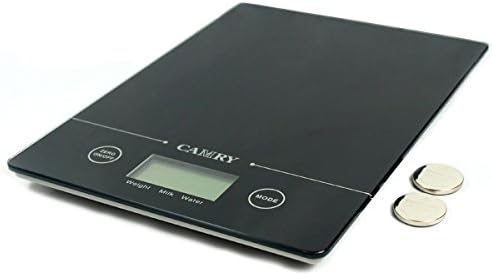 11 lbs x 0.1oz Digital Kitchen Scale EK9150 Slim Glass Top Black + Spare Battery