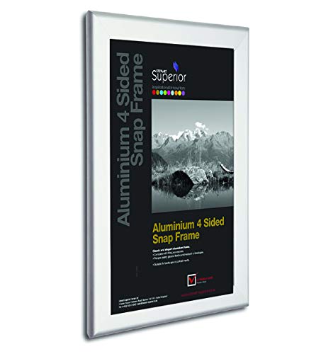 Stewart Superior A2 Aluminium 4 Sided 32mm Front Loading Picture/Poster Snap Frame - Silver