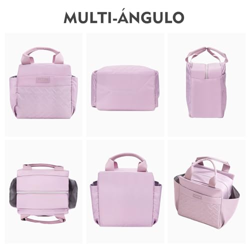 ZZBIFRJ Loncheras Termica para Mujer, Bolsa de Almuerzo de Gran Capacidad con Cristales Hielo y Cubiertos, Aislamiento Portátil Ideal para Trabajo, Playa, Camping