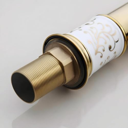 Luxury Gold Brass Bathroom Sink Faucet | Premium Ceramic Basin Mixer Tap with Single Handle | Anti-Rust Deck Mount Hot & Cold Water Tap for Home, Bathroom & Kitchen Vanity