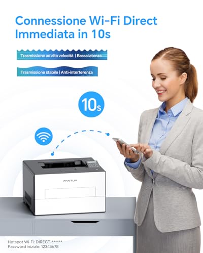PANTUM BP4209DW Wi-Fi Black and White Laser Printer, Automatic Front and Back Printing in Single Function A4, 30 ppm, USB and Wireless, LCD Display, Inbox Toner 1000 Pages, USB Cable Included