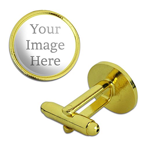 Graphics and More Self-eez(TM) Custom Personalized Round Cufflinks - Gold