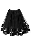 Topdress Women's 1950s Tutu Short Petticoat Skirt Crinoline Underskirt Slip Black S/M