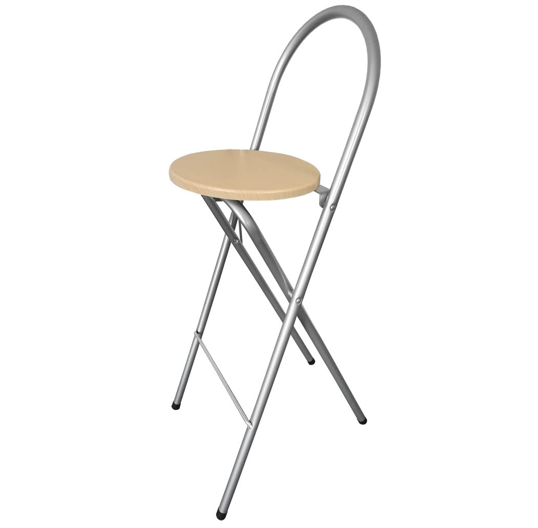 KMH®, Practical Foldable Bar Stools with Beech Wood Decor (#204708)