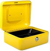 Pavo Premium 8-Inch Metal Cash Box 20 x 16 x 9 cm with 2 Keys Yellow view 3