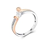 LGSY 925 Sterling Silver Rose Gold CZ Rings for