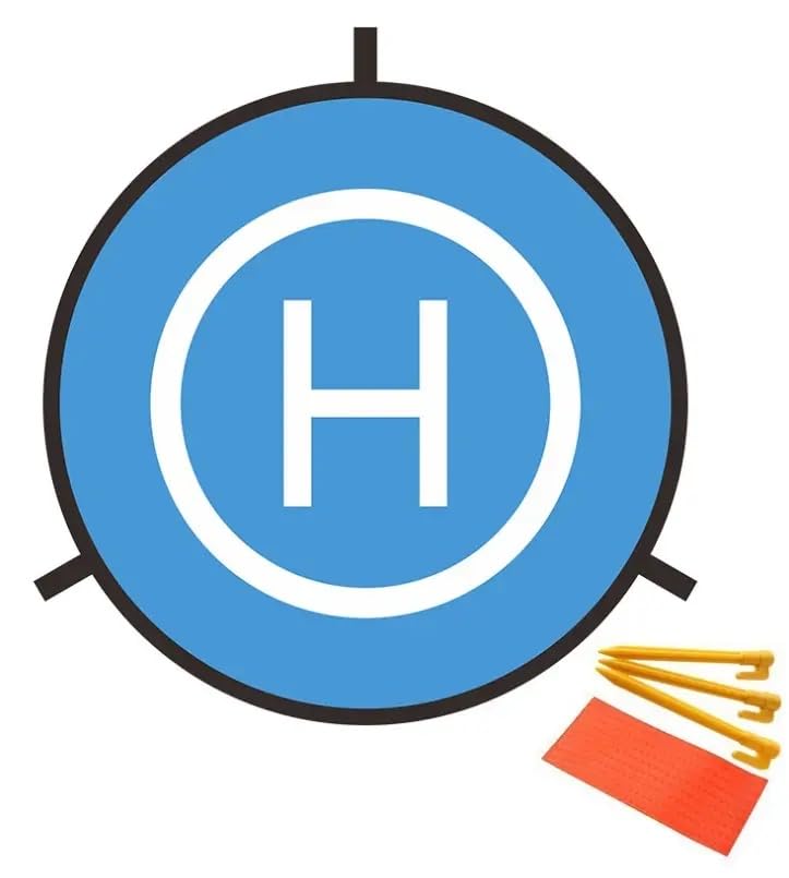 REFLEX CAMERA Drone Landing Pad 22"/55cm Quick Fold Double Sided Waterproof Helipad Launch/Landing Mat for RC Helicopter, DJI Spark Mavic Air Pro/Phantom 3/4, High Vis inc. Pegs & Carry Case — image 1