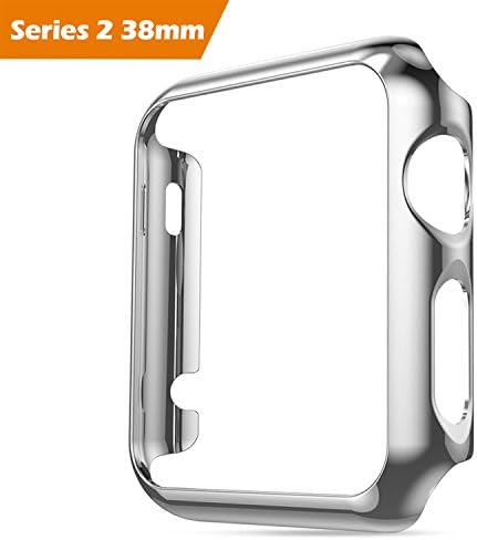 Honest kin Watch Case 38 mm for Apple Watch Series 2, with Build in Screen Protector Glass Thin Pc Plated Plating Protective Bumper Case for iWatch 38 mm 2st Generation -Silver