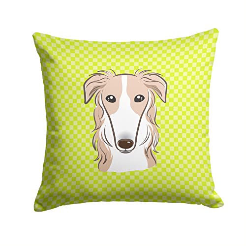 Caroline's Treasures BB1290PW1414 Checkerboard Lime Green Borzoi Fabric Decorat…