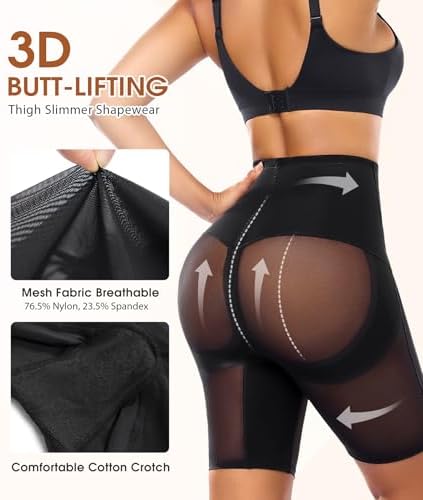 Bauchweg Unterhose Damen Hohe Taille Shapewear Miederhose Push-Up Po & Bauchkontrolle Body Shaper Miederpants Figurformende Atmungsaktive Shaping Hose Shorts(Schwarz, M)