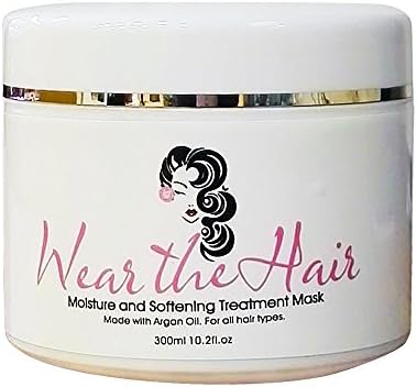 Professional all natural moisture &amp; softening deep conditioner hair treatment mask,made with Argan oil for all hair types,hydrates dry,damaged &amp; over processed hair,10.2fl oz,300ml by Wear the hair.