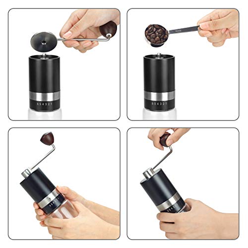 VEVOK CHEF Manual Coffee Grinder Hand Coffee Grinder 6 Adjustable