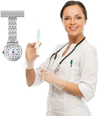 Stainless Steel Arabic Numerals Quartz Brooch Doctor Nurse Pocket Watch