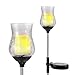 OxyLED OxyFlor SL06 Crackle Glass Glickering Candle LED Solar Garden Light, Outdoor Solar Power Light with Light Sensor, Warm White Light, 2 Pack