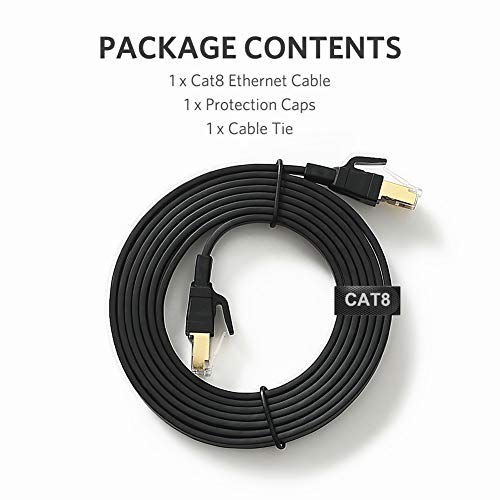 Cat8 Ethernet Cable, Professional Network Patch Cable 40Gbps 2000Mhz S/FTP LAN Wires, High Speed Internet Cable Cord with RJ45 Gold Plated Connector for Modem, Router, PC by ATTMONO