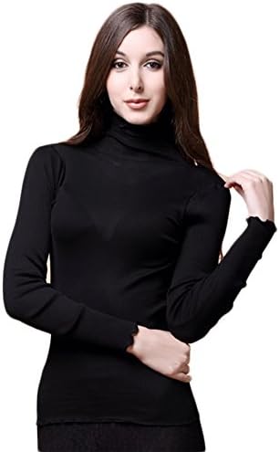 Girl's Lady's Silk Base T-Shirt Undershirt Slip Knit Fabric Black