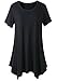 CANCA Womens Swing Tunic Tops Loose Fit Short Sleeve Comfy T Shirt (2XL, Black)