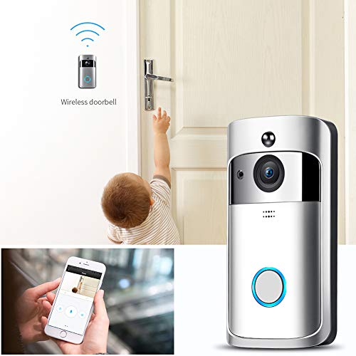 Fashionwu Wireless Video Doorbell Voice Intercom Home WiFi Phone Remote Electronic Cat Eye Silver