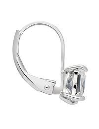 Pendientes de oro blanco o amarillo macizo de 14 quilates   Circonita cúbica corte princesa   Ajuste de cesta colgante con cierre de palanca   1.0 o 2.0 CTW   con caja de regalo