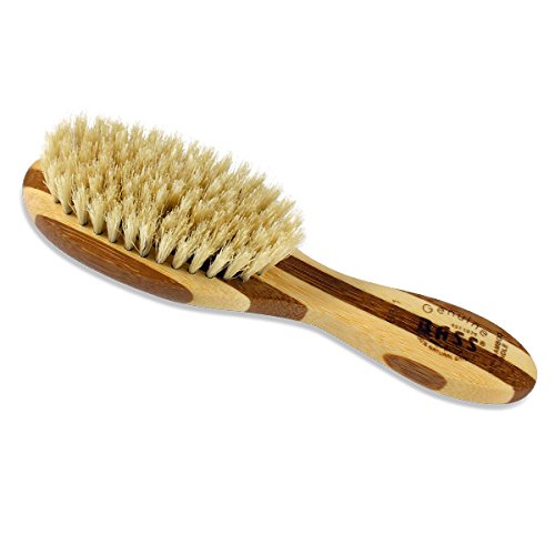Baby Brush | 100% Premium Natural Bristle SOFT | Pure Bamboo Handle | Extra Small Oval | Dark Finish | Model BB1 - DB