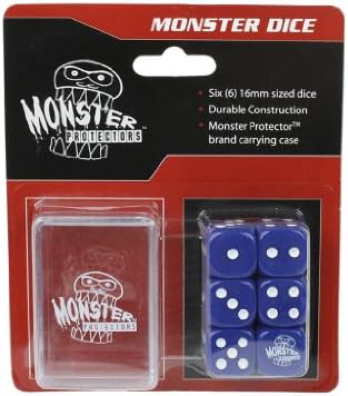 Dice - Monster Protectors Set of 6 D6 Logo Die with Pocket Carrying Case (Blue)