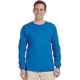 Gildan Mens Long Sleeve Plain Crewneck, T-Shirt. Sapphire