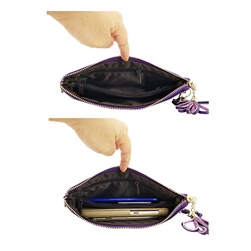 Sanxiner Leather Print Crossbody Purse Wristlet Wallet Clutch Ladies Wrist Bag (Purple)