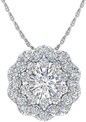 1 2カラットダイヤモンドクラスターペンダントネックレス 10kゴールド Pr365 Hr