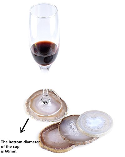 Top Plaza 3 Inches Natrual Brown Agate Slices Geode Coasters Cup Mat Beverage Coasters for Drinks Set of 4 Gift