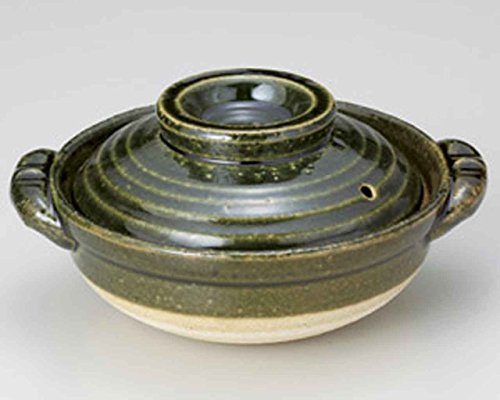 Oribe for 1-2 persons 6.7inch Donabe Japanese Hot pot Green Ceramic Made in Japan