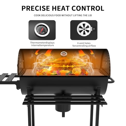 Teeno Charcoal Barbecue with Cooking Rack XXL with Two Shelves, Adjustable Vent, Portable Ball Barbecue with Cover