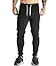 Ouber Men's Fitted Jogger Pants Gym Workout Running Sweatpants with Zipper Bottom (BlackA,L)