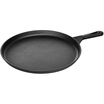 AmazonBasics Pre-Seasoned Cast Iron Round Griddle - 10.5-Inch