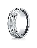 IceCarats Designer Jewelry 18K White Gold 8Mm Center Trim And Round Edge Band Size 4.5
