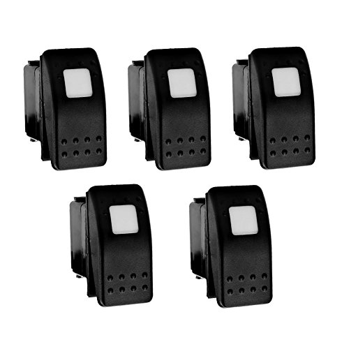 XT AUTO 12V 20 Amp 3pins White Light Rocker Switch Kit 5-pack